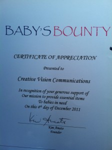 Baby's Bounty Recognition